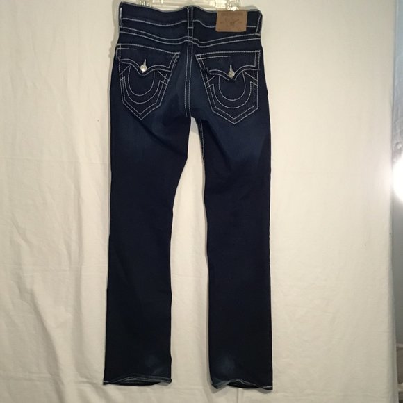 True Religion Men's Straight Flap Natural Big T Jeans Size 32 - Picture 4 of 9